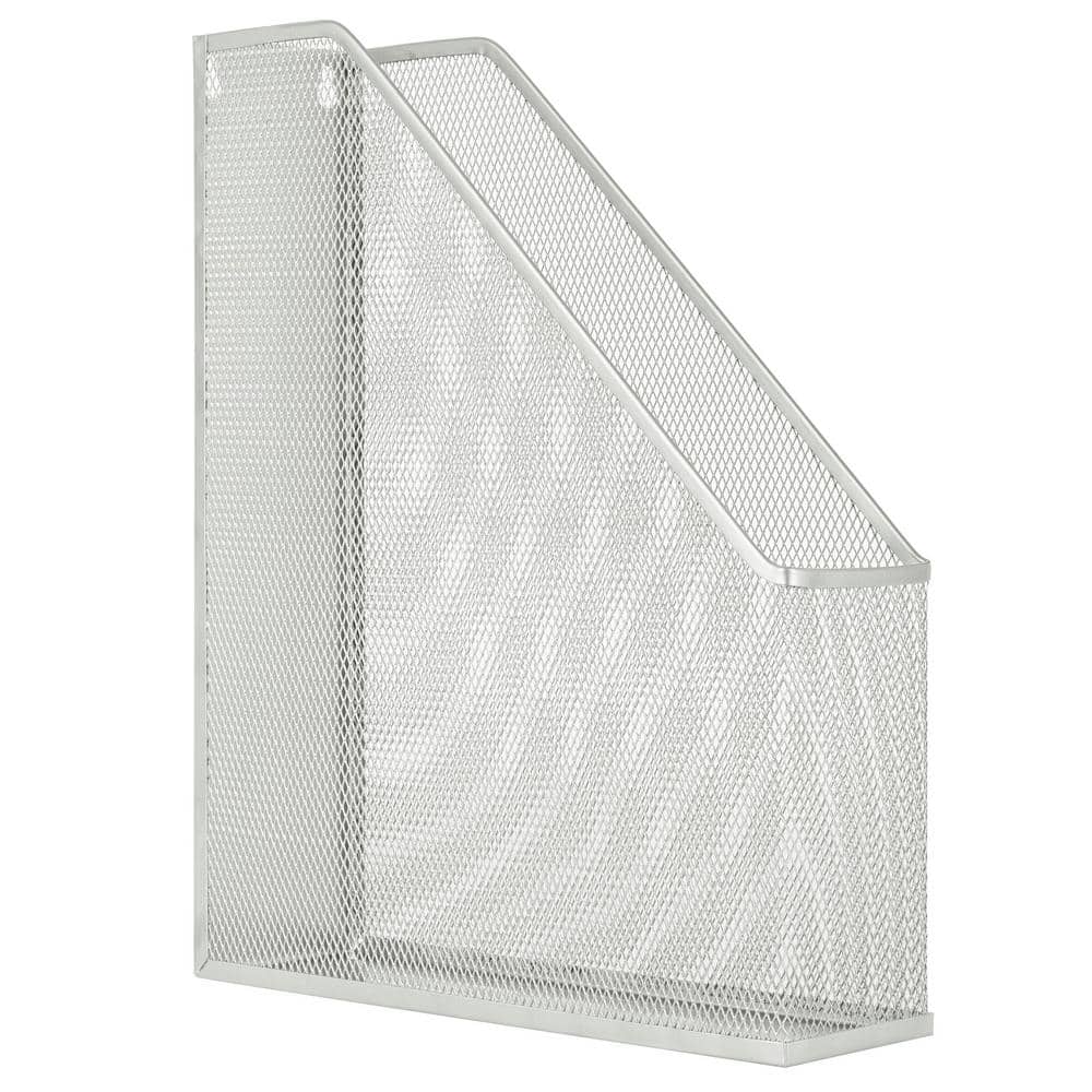 Silver Mesh Metal Magazine Holder for Desk or Wall