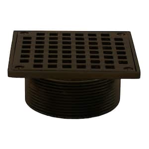 3-1/2 in. IPS Brass Spud with 5 in. Square Strainer in Oil Rubbed Bronze for Shower/Floor Drains