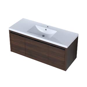 48 in. W x 18. in D. x 20 in. H Bathroom Vanity in California Walnut with White Resin Top and Basin