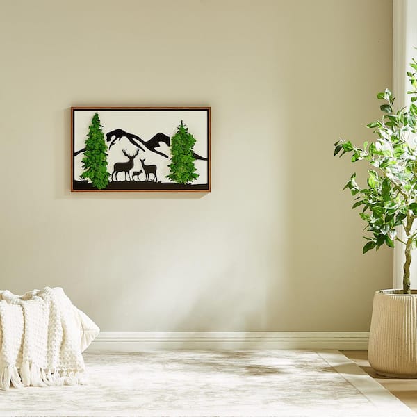 Unbranded Vivid and Lively Deer Metal Art Moss Wall Decor, Eco-Friendly, Low Maintenance and Unique Design, for Indoor Spaces