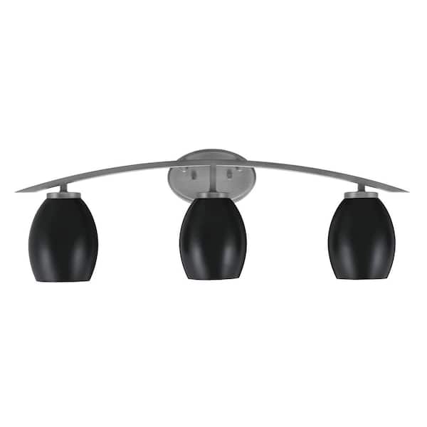 Unbranded Siena 29 in. 3-Light Vanity Light Graphite with Matte Black Metal Shades