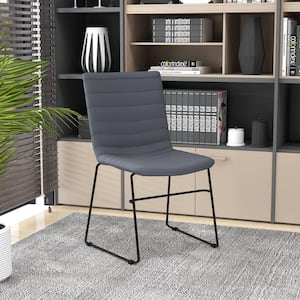 Ergonomic Office Chair Upholstered Guest Side Chair with Powder-Coated Stainless Steel Base Zylar Series in Grey Leather