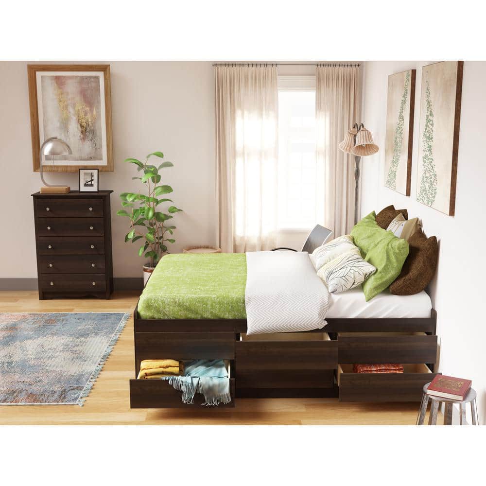 Prepac Queen Wood Storage Bed, Brown -  EBQ-6212-K