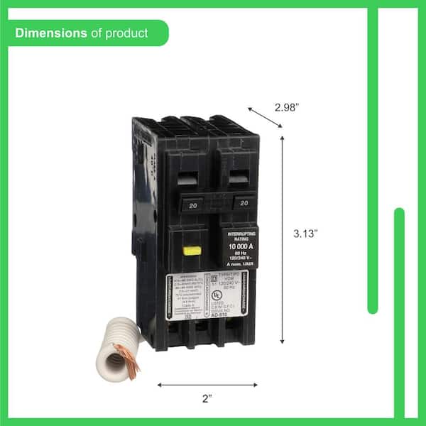 Square D Homeline 20 Amp 2-Pole GFCI Circuit Breaker