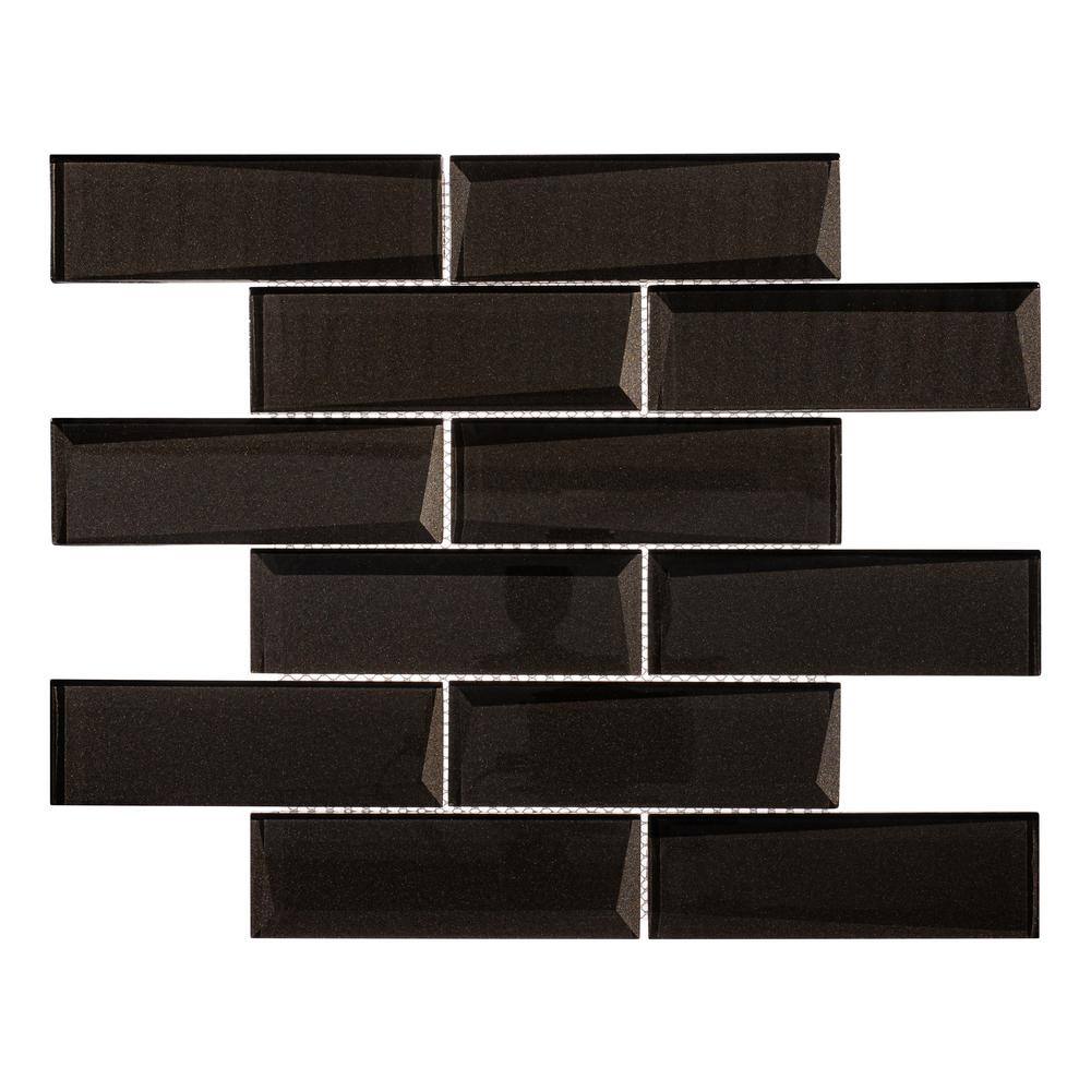 Daazen Black Polished Glass Mosaic Wall Tile Sheet