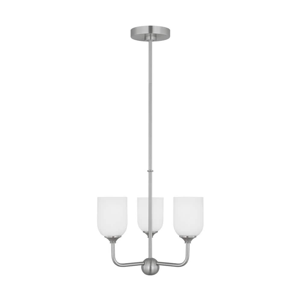 Emile Small 3-Light Brushed Steel Chandelier with Etched White Glass Shades price history on PriceWatchPro