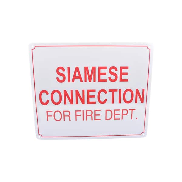 PLUMBFLEX 10 in. x 12 in. Aluminum Fire Safety Sign Siamese Connection for Fire Dept
