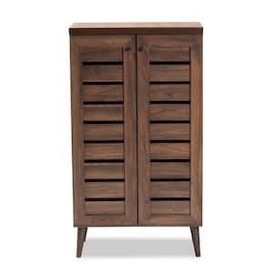 Salma 8-Pair Walnut Brown Wood Shoe Storage Cabinet