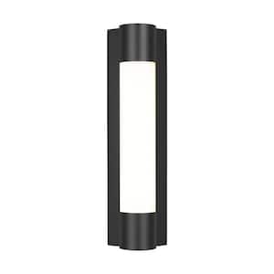 Loring 5 in. W x 18 in. H 1-Light Midnight Black Dimmable LED Small Vanity Light Bar with Milk Glass Shade