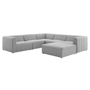 Bartlett 6-Piece Light Gray Upholstered Fabric Reversible Sectionals Sofa