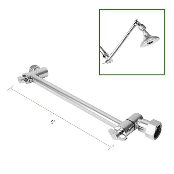 Exclusive 9 in. Adjustable Shower Arm Extension for Fixed Shower Heads, Polished Chrome Finish