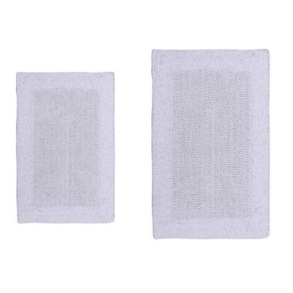 CASTLE HILL LONDON Bella Napoli White 17 in. x 24 in. and 40 in. x 24 in. 2-Piece Reversible Bath Rug Set