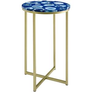 SMT 16 inches long blue agate 24 inches high round Faux Marble living room storage Coffee Table with 1 piece