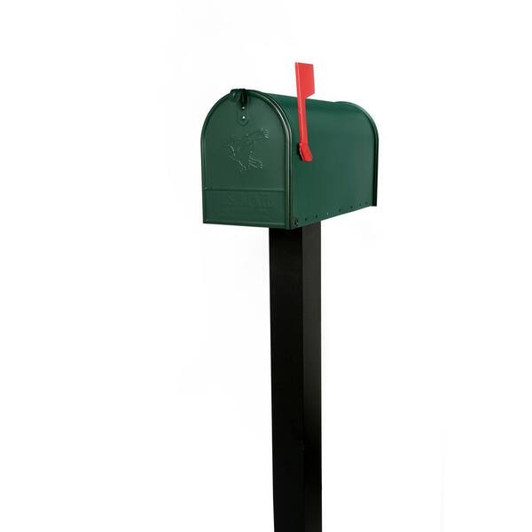 Mailbox Premium Steel Durable Post Mount Elite Large Green Rust Resistant Smooth 