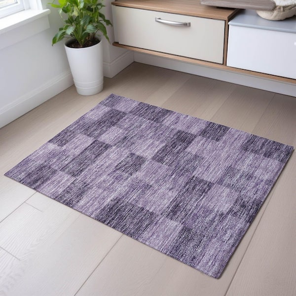 Mayfield Premium Machine Washable Abstract AMF1139 Purple 2 ft. x 3 ft. Area Rug