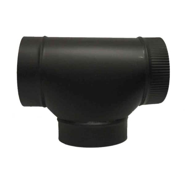 Master Flow 6 in. Black Stove Pipe Round Tee
