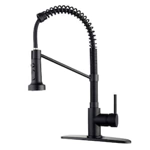 3 Model Sprayer Single Handle Pull Down Kitchen Faucet with Deckplate and Water Supply Line Included in Matte Black