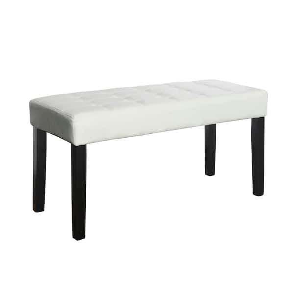 CorLiving California White Leatherette 24-Panel Bench