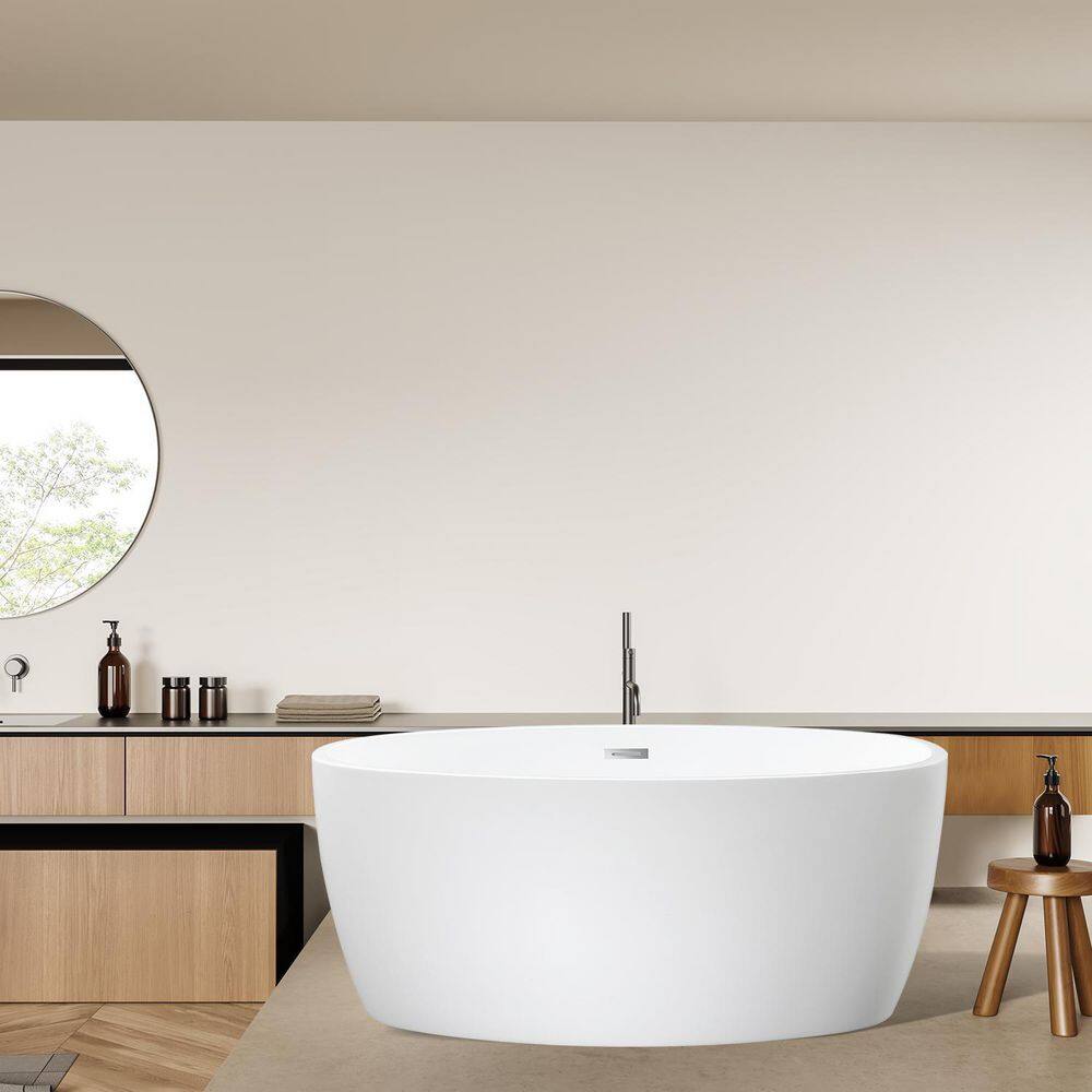 Jolie 55'' White Freestanding Acrylic Soaking Bathtub