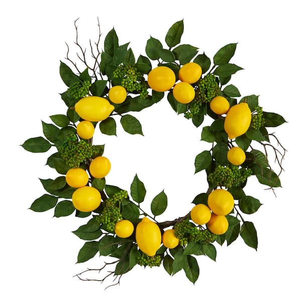 Nearly Natural 20in. Lemon Artificial Wreath