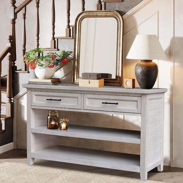 Sanibel 52 in. Macchiato Rectangle Solid Wood Console Table with Drawers