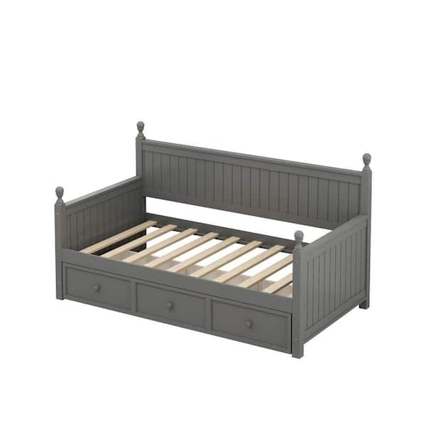 wetiny Gray Twin Daybed with Trundle