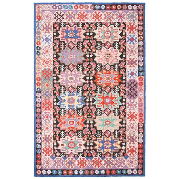 Bellagio 6 ft. x 9 ft. Charcoal/Ivory Geometric Border Area Rug