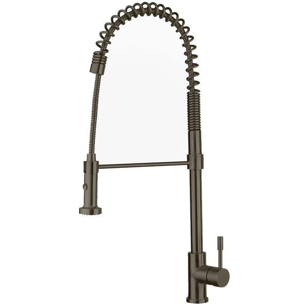 Whitehaus Collection Single-Handle Lead Free Pull-Down Sprayer Kitchen Faucet in Brushed Stainless Steel