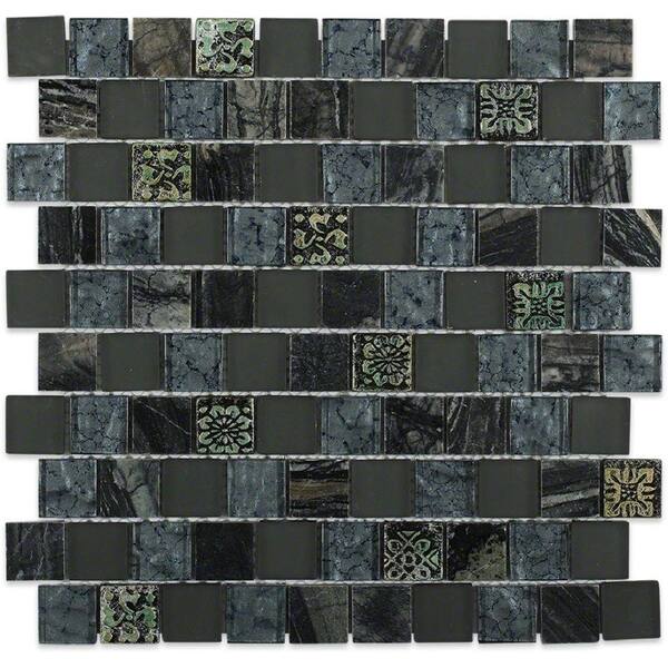 Ivy Hill Tile Inheritance Afternoon Shadow 12-1/2 in. x 12-1/2 in. x 8 mm Marble and Glass Mosaic Tile