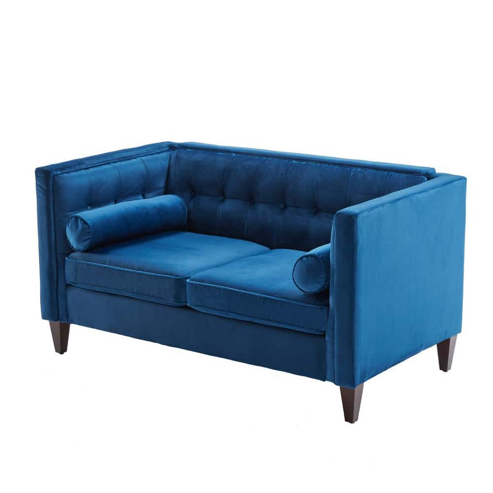 ARTFUL LIVING DESIGN Dolores 58 In. Blue Velvet 2-Seat Loveseat With ...