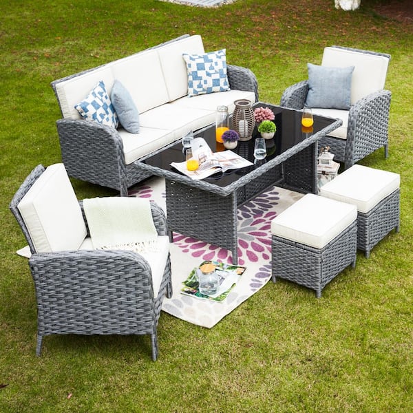 Wicker Patio Conversation Seating Set, Sunhaven Outdoor Furniture