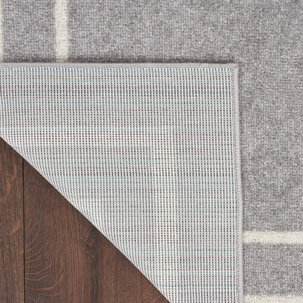 Grey/Ivory 2' x 4' Stain-Resistant Synthetic Area Rug
