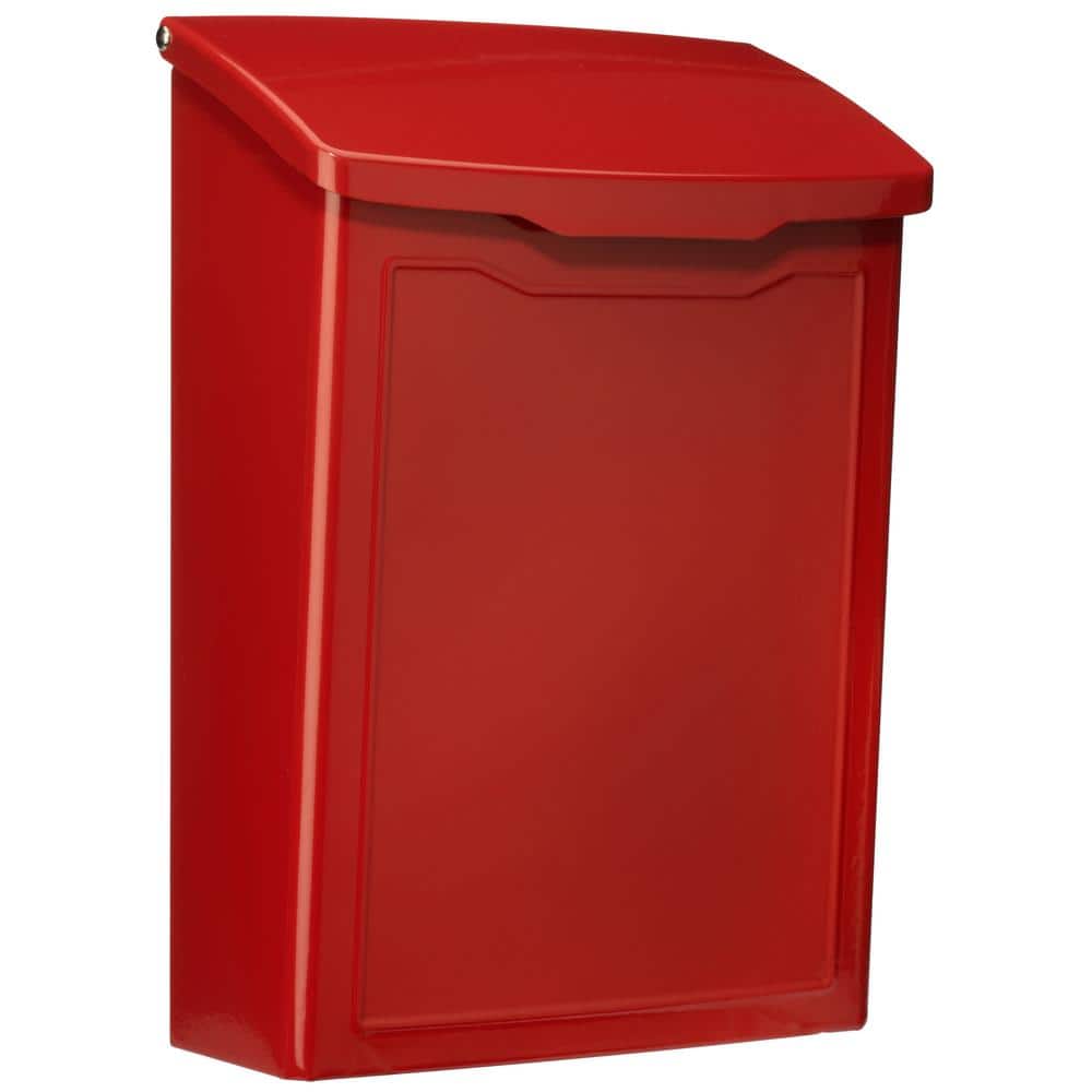 Small Red Steel Modern Wall Mount Mailbox