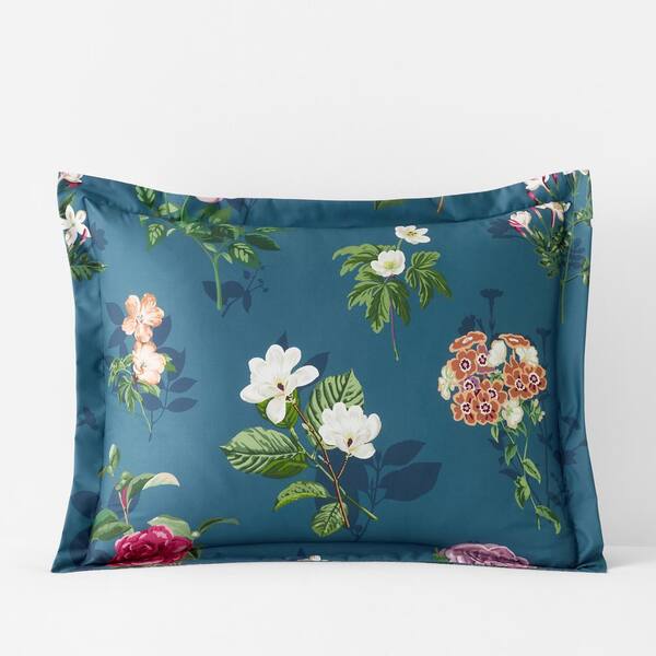 The Company Store Legends Hotel Cameilla Floral Wrinkle-Free Blue Multi Sateen King Sham