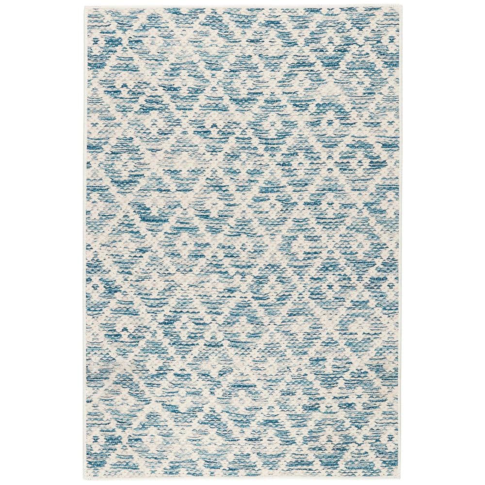 DASH & ALBERT Melange Diamond Machine Washable Blue 3 ft. x 5 ft ...