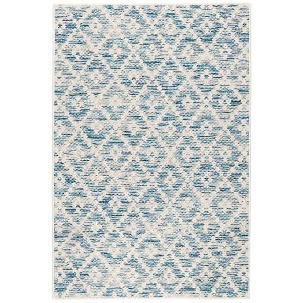 Melange Diamond Machine Washable Blue 3 ft. x 5 ft. Indoor Area Rug