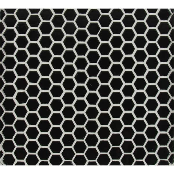 MSI Retro Nero Hexagon 10.35 in. x 11.93 in. x 6 mm Glossy Porcelain Mosaic Tile (0.86 sq. ft.)
