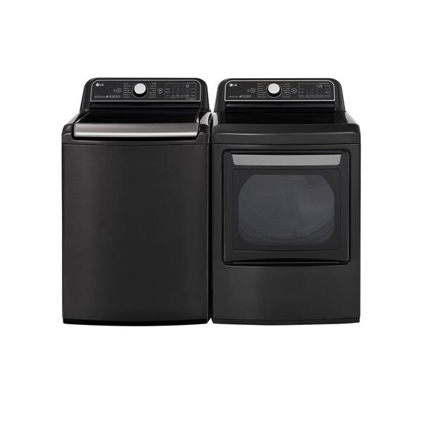 Lg Electronics 5 5 Cu Ft High Efficiency Mega Capacity Black Steel Top Load Smart Washer With Turbowash3d Energy Star Wt7900hba The Home Depot