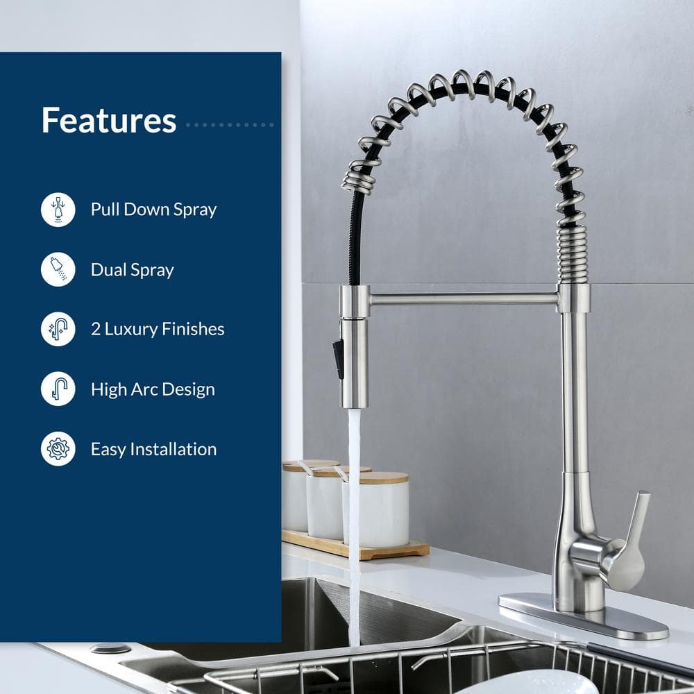 Brushed Nickel Pull-Down Single Handle Kitchen Faucet
