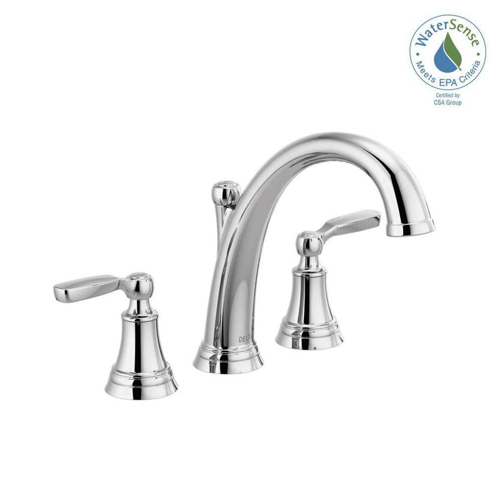 Delta Woodhurst 2Handle Deck Mount Roman Tub Trim Kit in Chrome (Valve