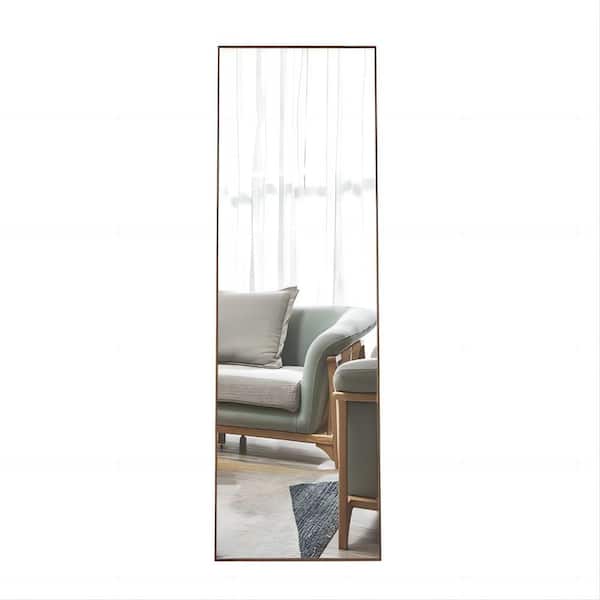 Polibi 17 in. W x 60 in. H Brown Solid Wood Frame Full Length Mirror