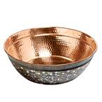 Bardeen 16 in. Pure Copper Bathroom Vessel Sink with Glass Mosaics in Naked Unfinished Copper