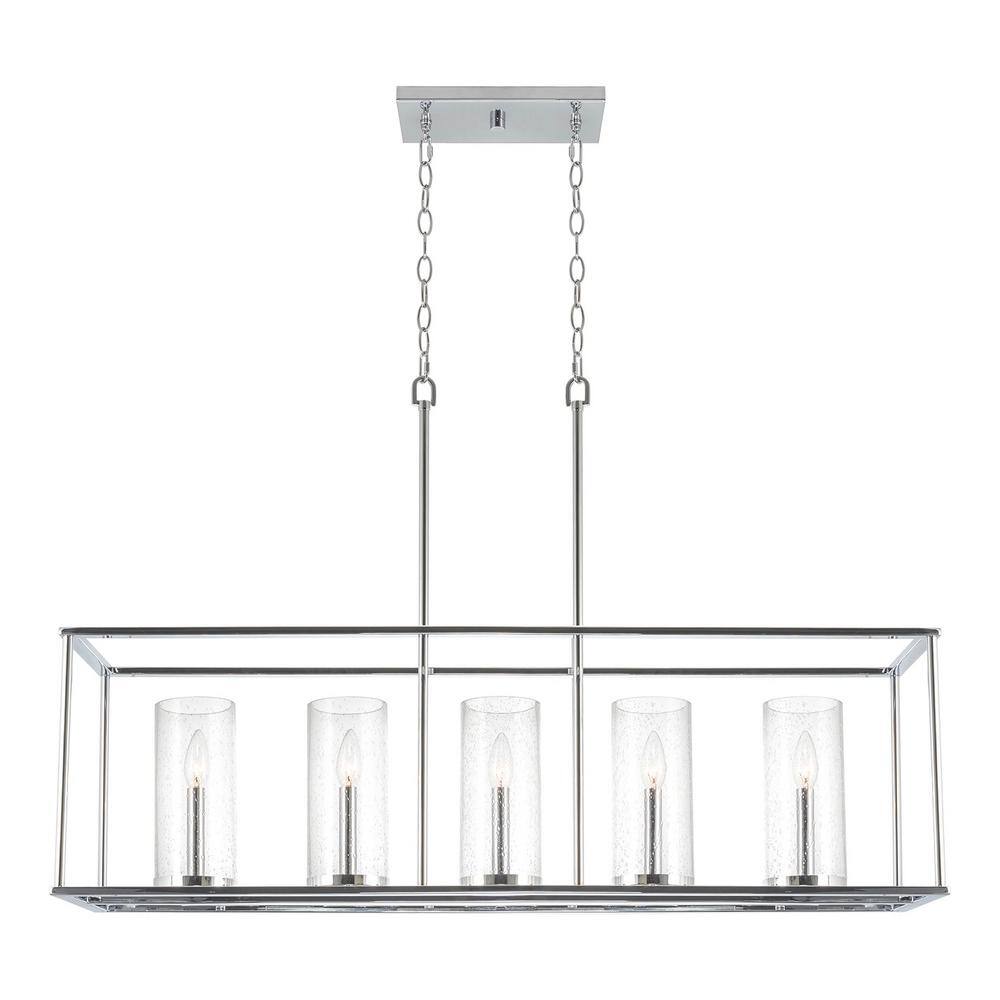 Keller 41'' Chrome Linear Island Light with Seeded Glass Shades