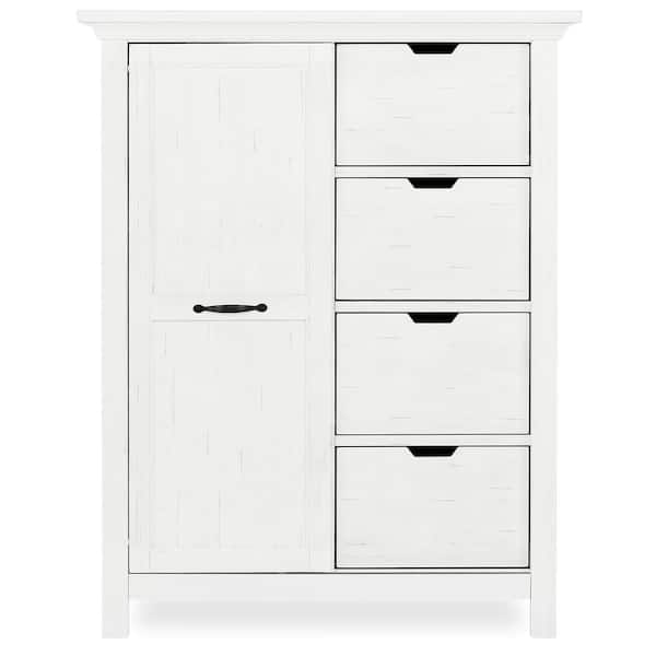 Evolur Belmar 4-Drawer Weathered White Chest with Shelves