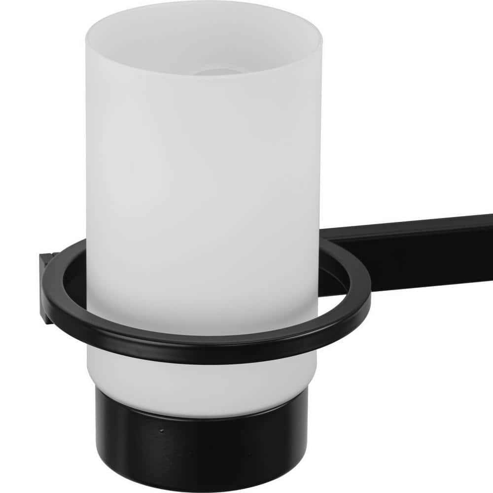 Matte Black 3-Light Vanity with White Glass Shades