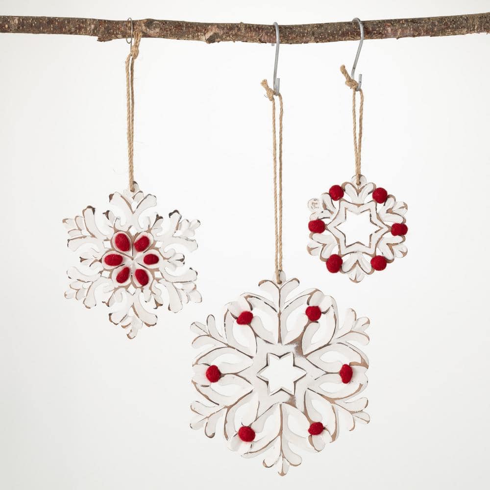 Wooden Snowflake Ornaments (Set of Six)