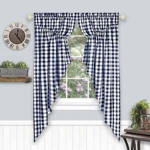 Buffalo Check 72 in. W x 63 in. L Polyester/Cotton Light Filtering Window Panel in Navy