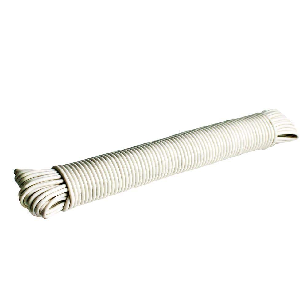 Plastic Clothesline Cord 5/32 Inch or 7/32 Inch White, Fiber Reinforced,  Durable 50 or 100 Feet Long 