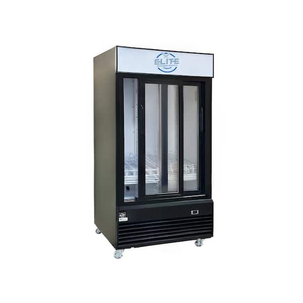 Elite Kitchen Supply 39.5 in. W 27.25 cu. ft. Commercial NSF Two Slide Glass Door Refrigerator ESM33SR in Black