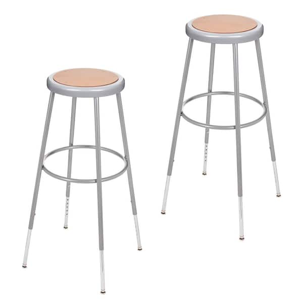 HAMPDEN FURNISHINGS Flynn 39 in Height Adjustable Masonite Wood Stool with Grey Metal Frame (2-Pack)